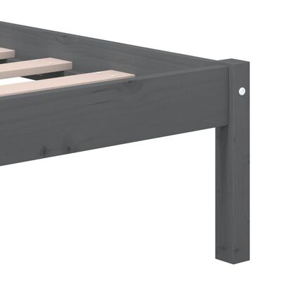 vidaXL Estructura de cama doble madera maciza gris 135x190 cm