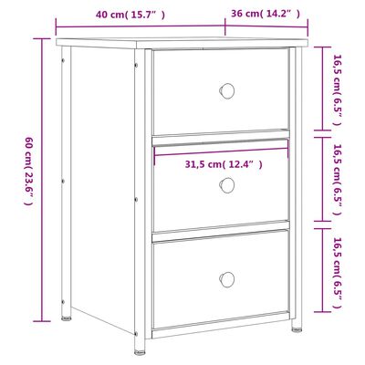 vidaXL Mesita de noche madera de ingeniería negro 40x36x60 cm