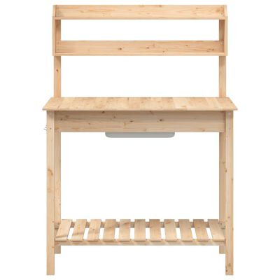 vidaXL Mesa para macetas con fregadero madera abeto 147,5x44x139,5 cm