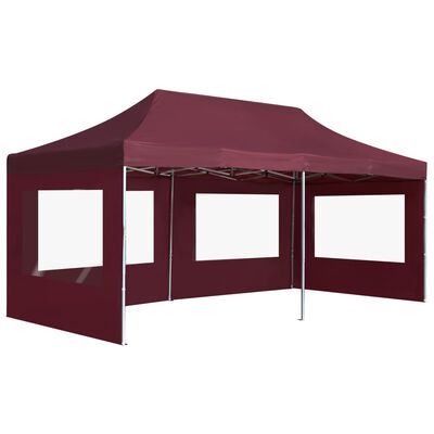 vidaXL Carpa plegable profesional y paredes aluminio rojo tinto 6x3m