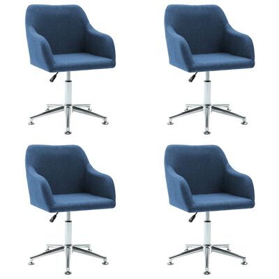 vidaXL Sillas de comedor giratorias 4 unidades tela azul