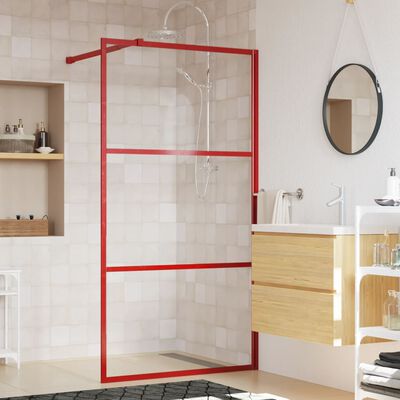 vidaXL Mampara puerta de ducha vidrio transparente ESG rojo 115x195 cm