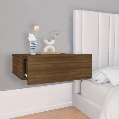 vidaXL Mesita de noche flotante 2 uds madera roble marrón 40x30x15cm