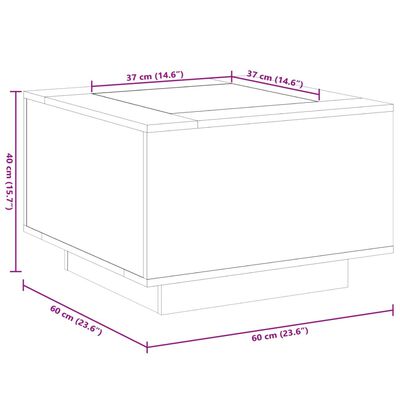 vidaXL Mesa de centro con luz LED madera ingeniería negra 60x60x40 cm