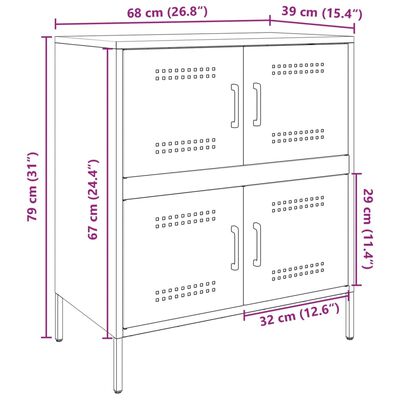 vidaXL Aparador de acero verde oliva 68x39x79 cm