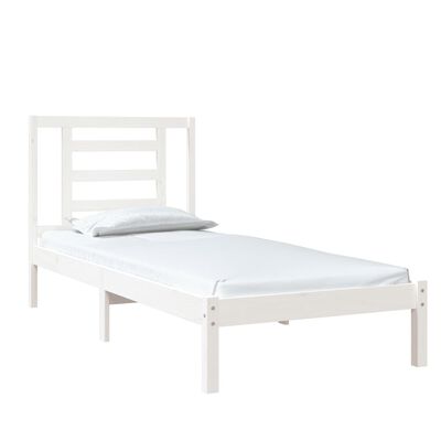 vidaXL Estructura de cama madera maciza individual blanco 75x190 cm