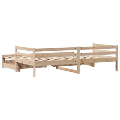 vidaXL Sofá cama nido con cajones madera maciza pino blanca 80x200 cm