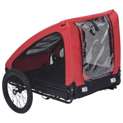 vidaXL Remolque de bicicleta para mascotas rojo y negro