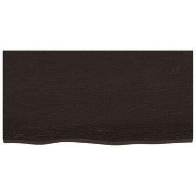 vidaXL Encimera baño madera maciza tratada marrón oscuro 80x40x(2-6)cm