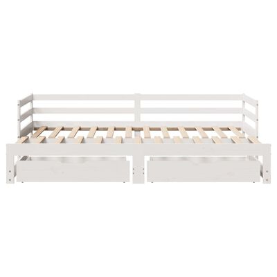 vidaXL Sofá cama nido con cajones madera maciza pino blanca 90x200 cm