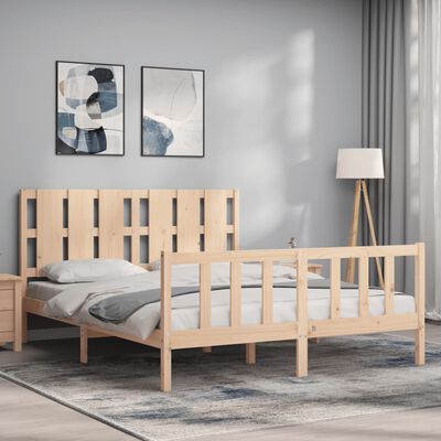 vidaXL Estructura de cama con cabecero madera maciza 160x200 cm