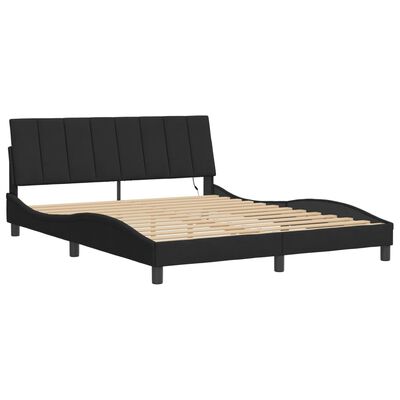 vidaXL Estructura de cama con luces LED terciopelo negro 160x200 cm