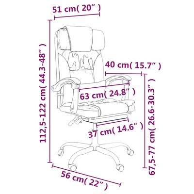 vidaXL Silla de oficina reclinable cuero sintético negro