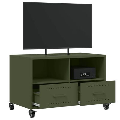 vidaXL Mueble de TV de acero verde oliva 68x39x43,5 cm