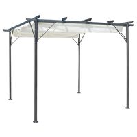 vidaXL Pérgola con tejado retráctil acero color blanco crema 3x3 m