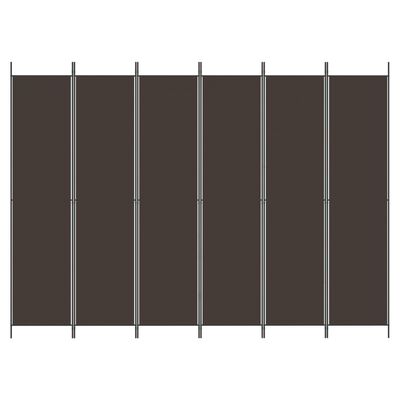 vidaXL Biombo divisor de 6 paneles de tela marrón 300x220 cm