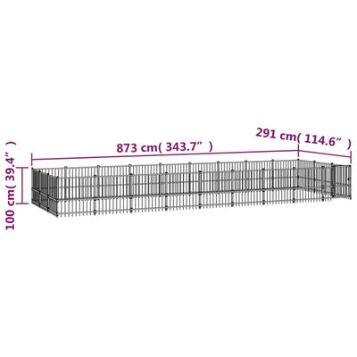 vidaXL Perrera de exterior de acero 25,4 m²