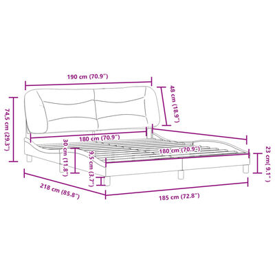 vidaXL Estructura de cama sin colchón cuero sintético blanco 180x200cm