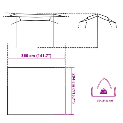 vidaXL Lona de camping impermeable gris y naranja 360x294 cm