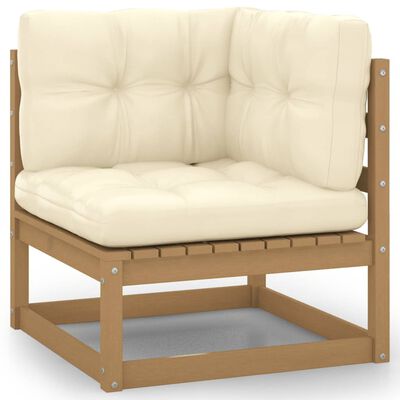 vidaXL Set de muebles de jardín 11 pzs cojines madera pino marrón miel