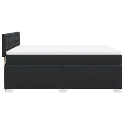 vidaXL Cama box spring con colchón cuero sintético negro 160x200 cm