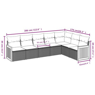 vidaXL Set sofás de jardín 7 piezas y cojines ratán sintético beige