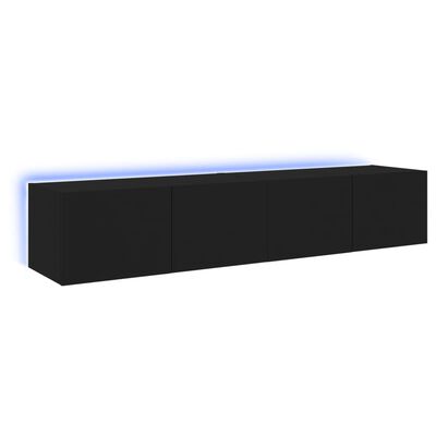 vidaXL Muebles de TV de pared con luces LED 2 uds negro 80x35x31 cm