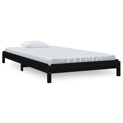 vidaXL Cama apilable de madera pino maciza negro 100x200 cm