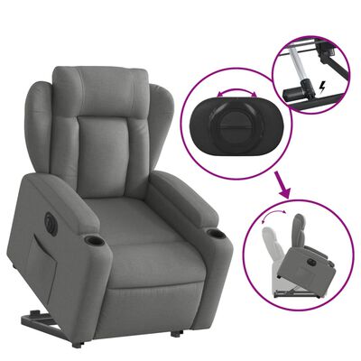 vidaXL Sillón eléctrico reclinable elevable de tela gris oscuro