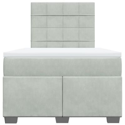 vidaXL Cama box spring con colchón terciopelo gris claro 120x200 cm