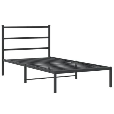 vidaXL Estructura cama sin colchón con cabecero metal negro 100x190 cm