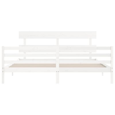 vidaXL Estructura de cama con cabecero madera maciza blanco 200x200 cm