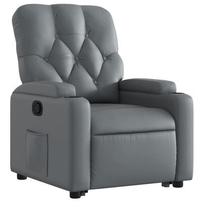 vidaXL Sillón reclinable elevable cuero artificial gris