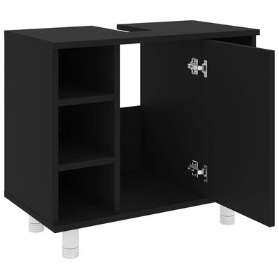 vidaXL Juego de muebles de baño 3 pzas madera ingeniería negro