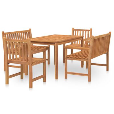 vidaXL Juego de comedor para jardín 5 piezas madera maciza de teca