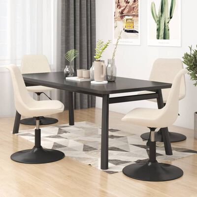 vidaXL Sillas de comedor giratorias 4 unidades terciopelo color crema