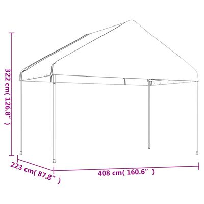 vidaXL Cenador con techo polietileno blanco 13,38x4,08x3,22 m