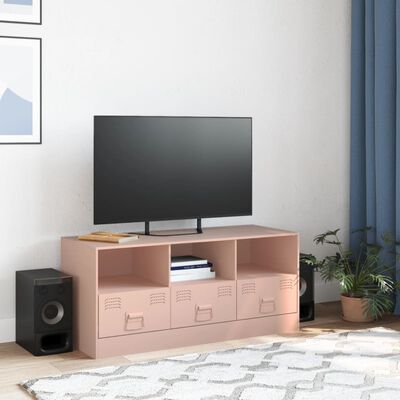 vidaXL Mueble para TV de acero rosa 99x39x44 cm