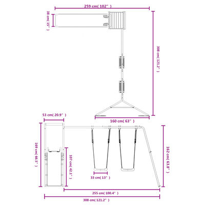 vidaXL Parque infantil de exterior madera maciza Douglas
