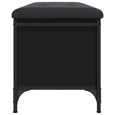 vidaXL Banco con almacenaje madera de ingeniería negro 102x42x45 cm