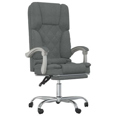 vidaXL Silla de oficina reclinable con masaje de tela gris oscuro