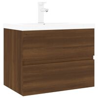 vidaXL Mueble de baño con lavabo madera contrachapada marrón roble