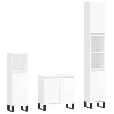 vidaXL Set de muebles baño 3 pzas madera contrachapada blanco brillo