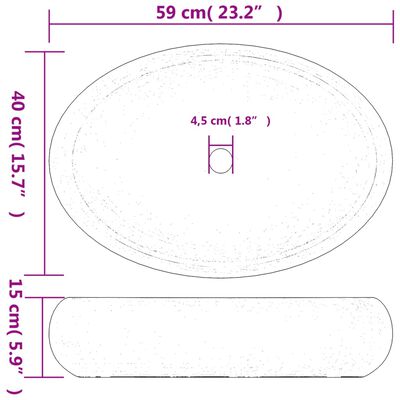 vidaXL Lavabo sobre encimera ovalado cerámica verde marrón 59x40x15 cm