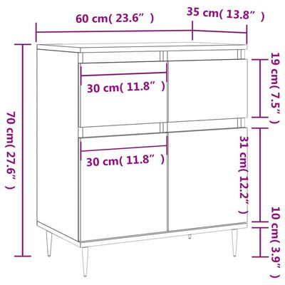 vidaXL Aparador de madera contrachapada gris Sonoma 60x35x70 cm