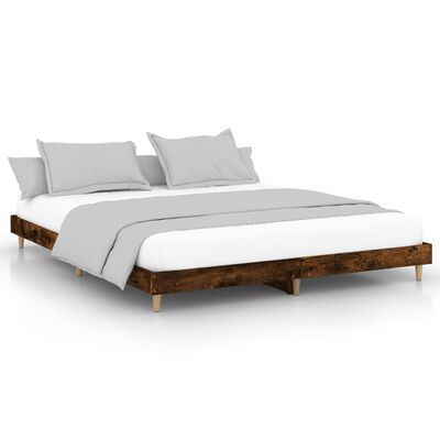 vidaXL Estructura de cama madera de ingeniería roble ahumado 160x200cm