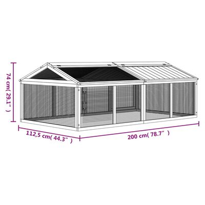 vidaXL Corral de madera maciza pino marrón 200x112,5x74 cm