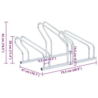 vidaXL Soporte para 3 bicicletas suelo independiente acero galvanizado