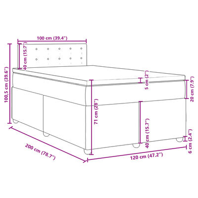 vidaXL Cama box spring con colchón tela gris taupe 120x200 cm