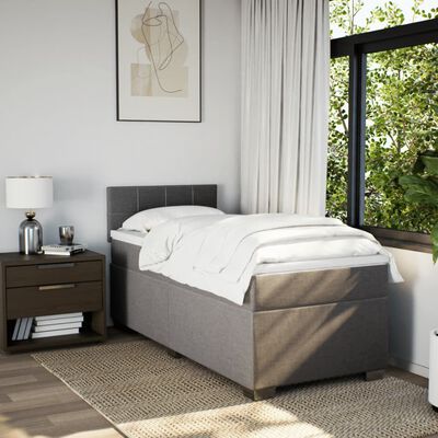 vidaXL Cama box spring con colchón tela gris taupe 80x200 cm